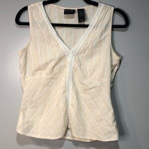 Axcess Liz Claiborne White and Cream Summer Lace Ruffle Sleeveless Tank Top